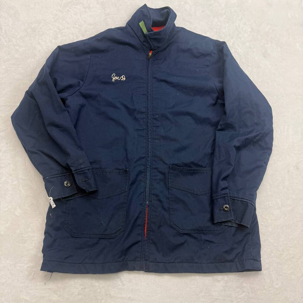 Vintage Men's Navy Blue Workwear Jacket Size 42 L Quilted Lining Union Made